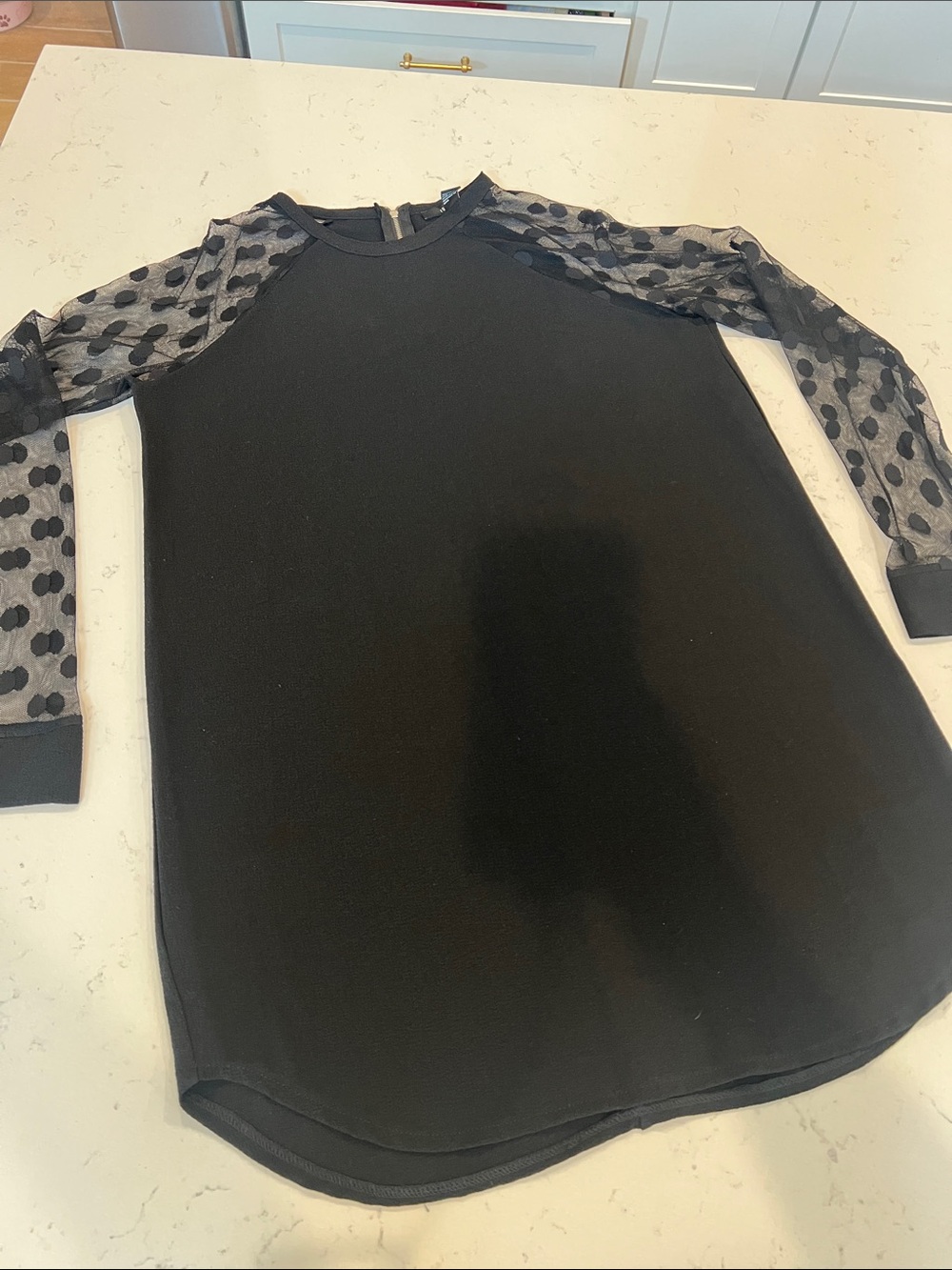 Black Polka Dot Mesh Sleeve Women's dress